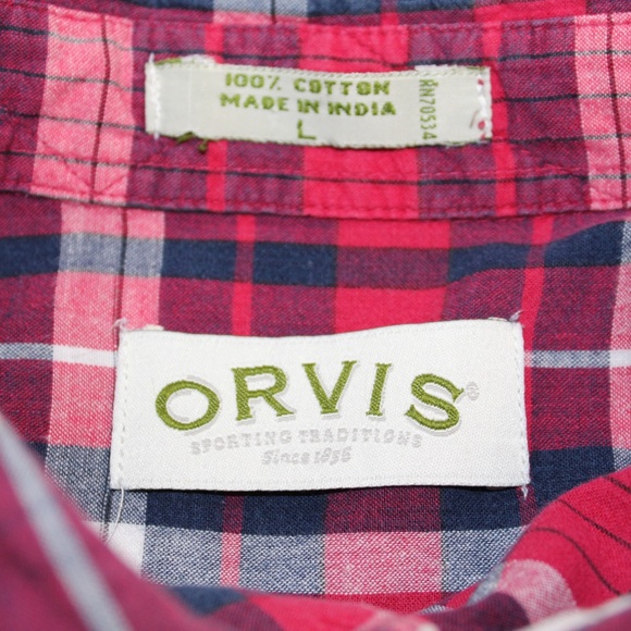 Orvis Plaid button down Red size large - Picture 4 of 4